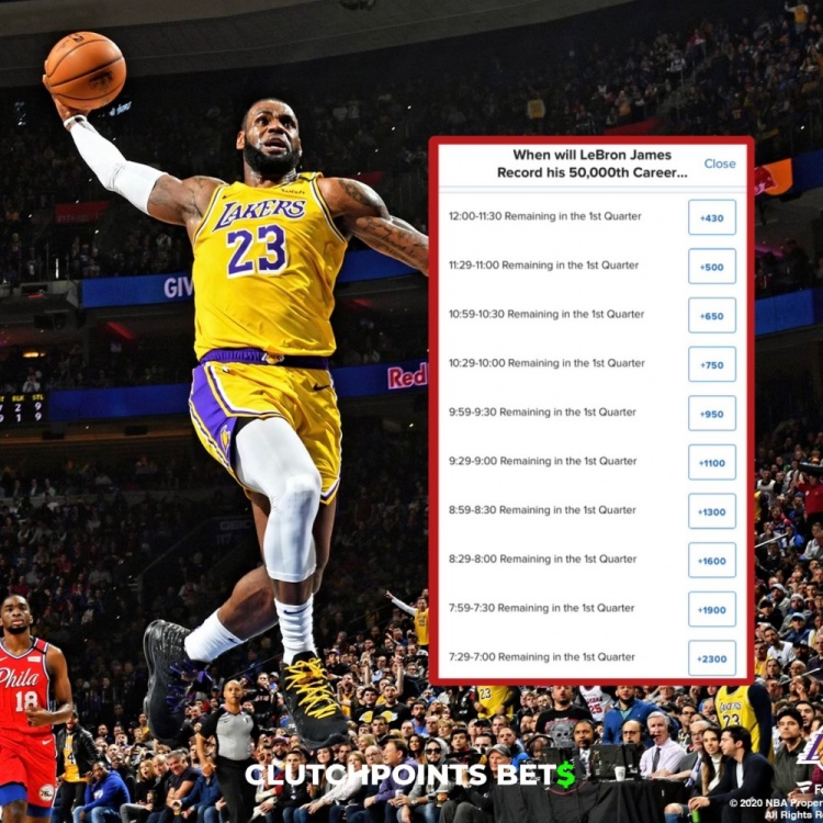 僅差1分！詹姆斯今日何時破五萬分賠率：開場30秒內(nèi)最被看好