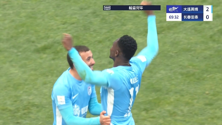 馬萊萊大連處子球！呂焯毅助攻馬萊萊破門，大連英博2-0亞泰