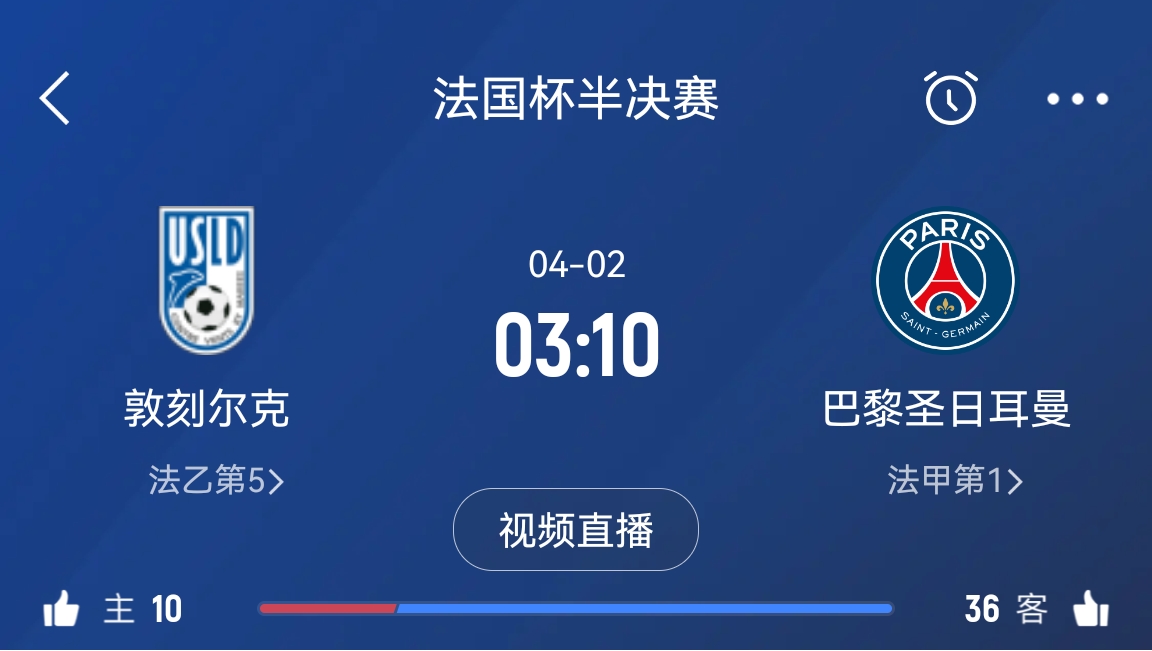 繼續(xù)大撤退？法國杯半決賽敦刻爾克挑戰(zhàn)巴黎，此前連續(xù)逆轉(zhuǎn)法甲隊